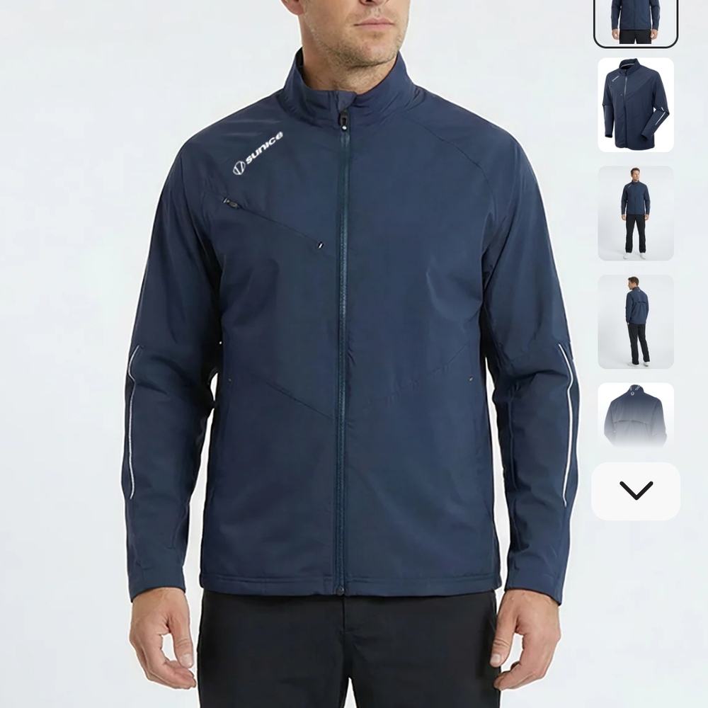 Sunice Men's Navy Lightweight Full-Zip Jacket with Reflective Piping